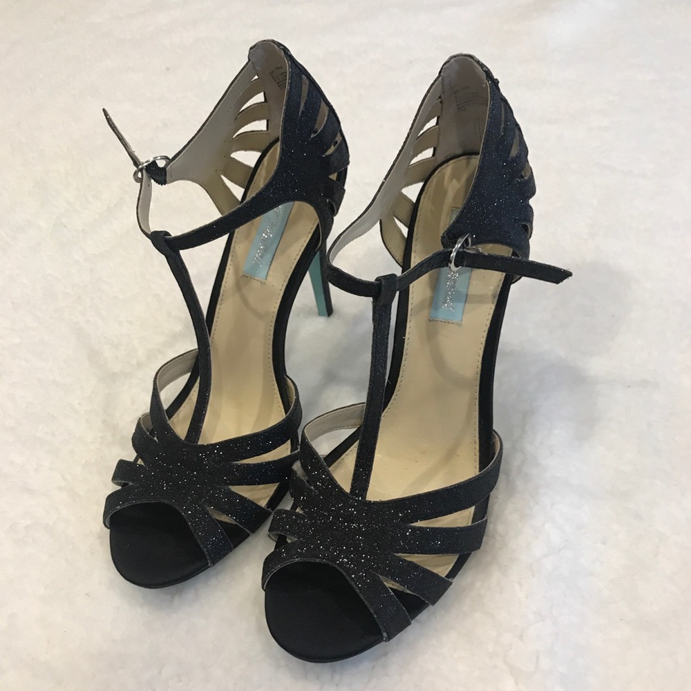 BETSEY JOHNSON Navy Glitter Heels Size 9 NEW
